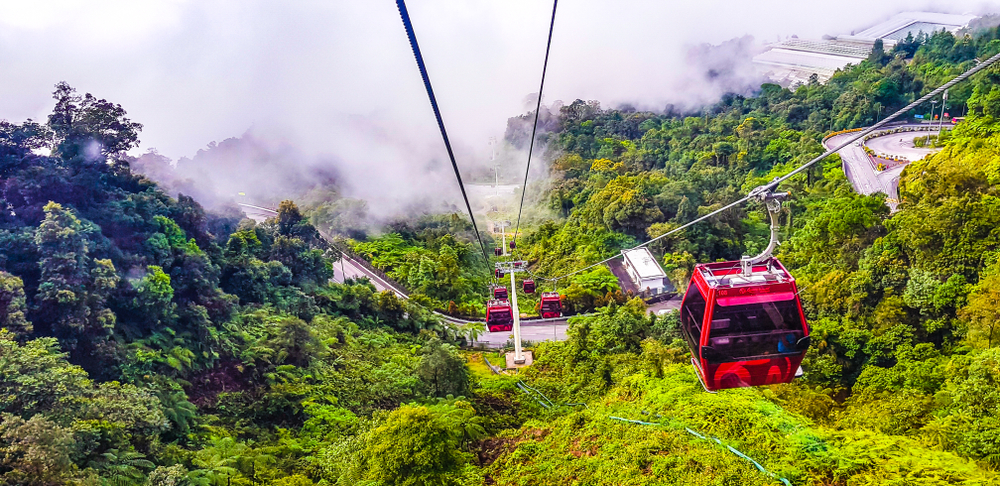 In,A,Ropeway,Cable,Car,Going,Down,From,Genting,Highlands