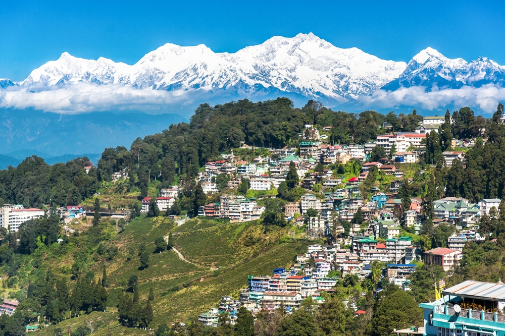 Mount,Kanchenjunga,Over,Darjeeling,City,In,West,Bengal,Region,,India